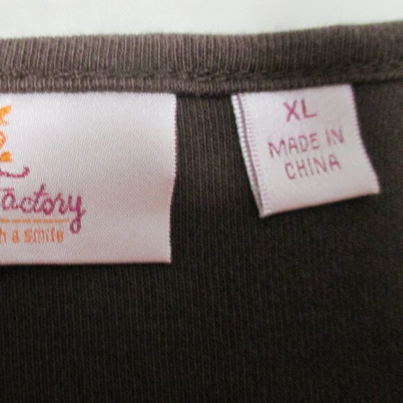 Quacker Factory top chocolate brown w/ yellow floral butterfly size XL - Picture 3 of 8